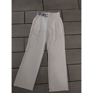 Natasha Zinko White Wide Leg Logo Waistband Trousers Pants Womens Size M